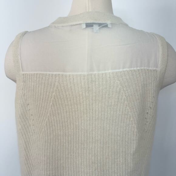 White + Warren Cashmere Silk Sweater Shell Sleeveless Tank Cream | Size Medium - Picture 5 of 8